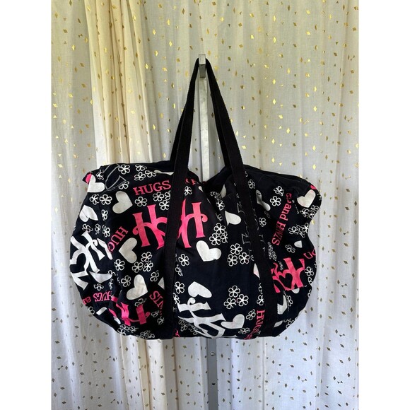Hugs And Honis Hawaiian Designer Vintage Rare Pop Art Large Canvas Duffle Bag - Picture 3 of 9